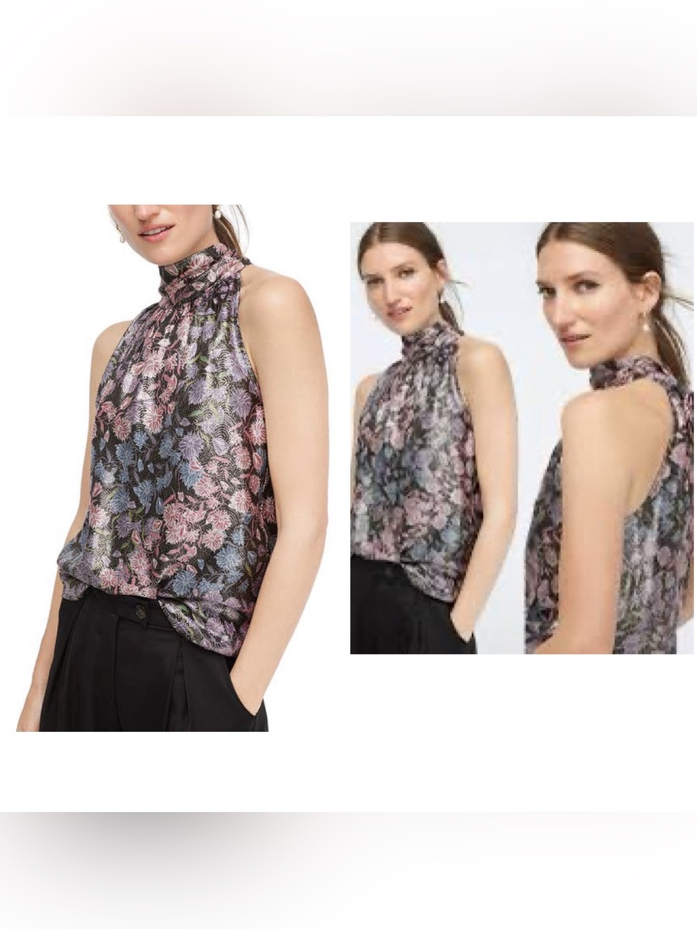 NWT J Crew Collection Tie Neck Top Shimmery Floral Jacquard Workwear Cocktail S